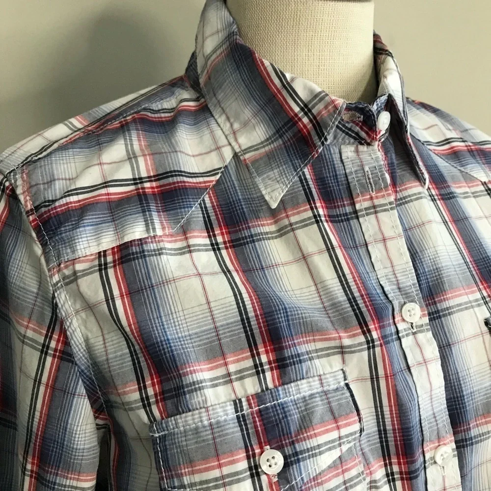 H&M (LOGG) Blue Lightweight Plaid Shirt - Size 10 - Picture 4 of 8